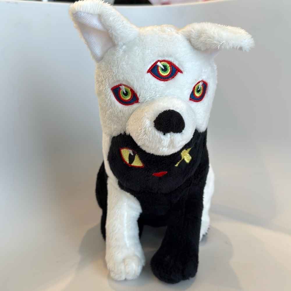 MEOW WOLF Cat Wolf Twisted Multiverse Plush Black White Stuffed Approx 9.5"